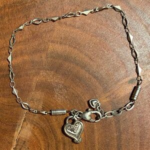 Brighton vintage silver Blair‎ heart charm ankle bracelet